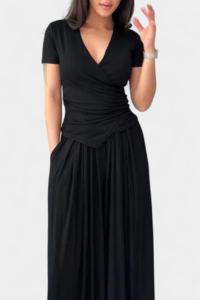 Ruslana Comfortable Two-Piece Set with Cross V-Neckline