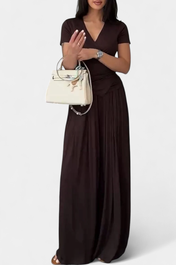 Ruslana Comfortable Two-Piece Set with Cross V-Neckline