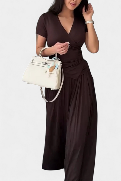Ruslana Comfortable Two-Piece Set with Cross V-Neckline