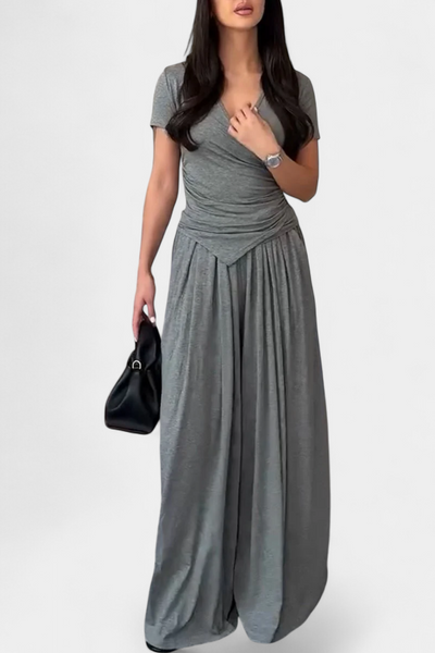 Ruslana Comfortable Two-Piece Set with Cross V-Neckline