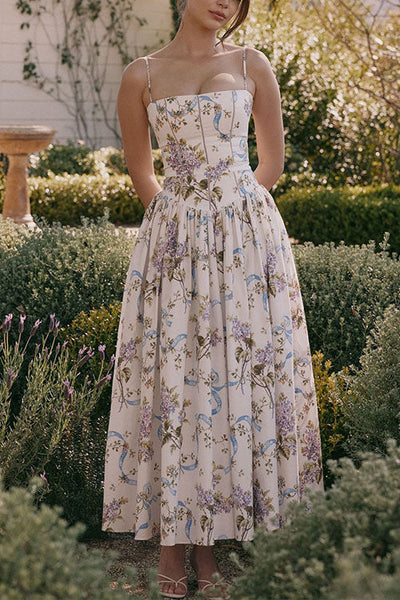 Florena – Floral Bustier A-Line Maxi Dress