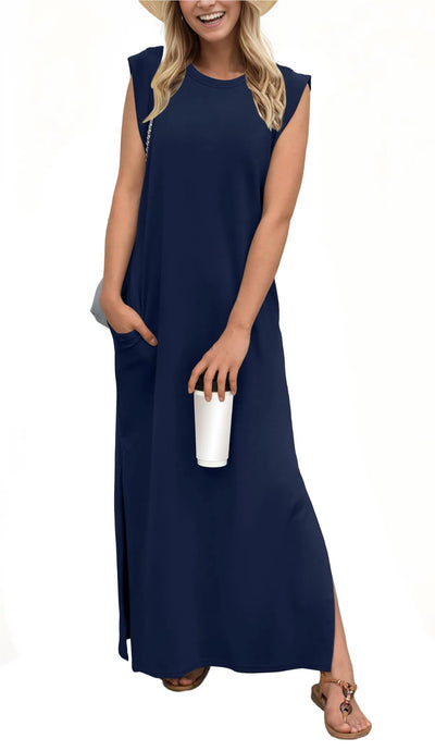 WOMEN'S CASUAL LOOSE SPLIT WRINKLE-FREE MAXI DRESS