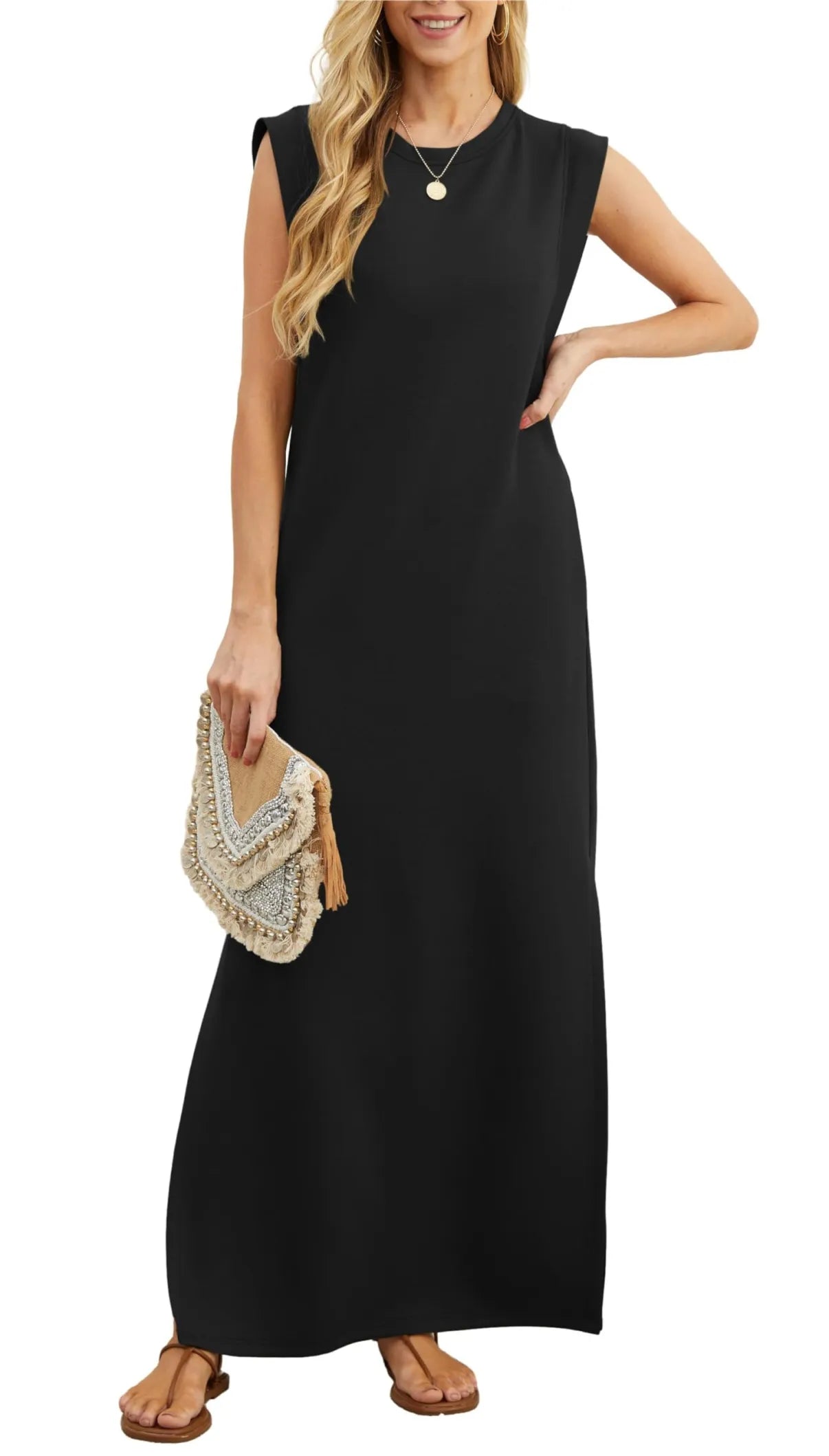 WOMEN'S CASUAL LOOSE SPLIT WRINKLE-FREE MAXI DRESS