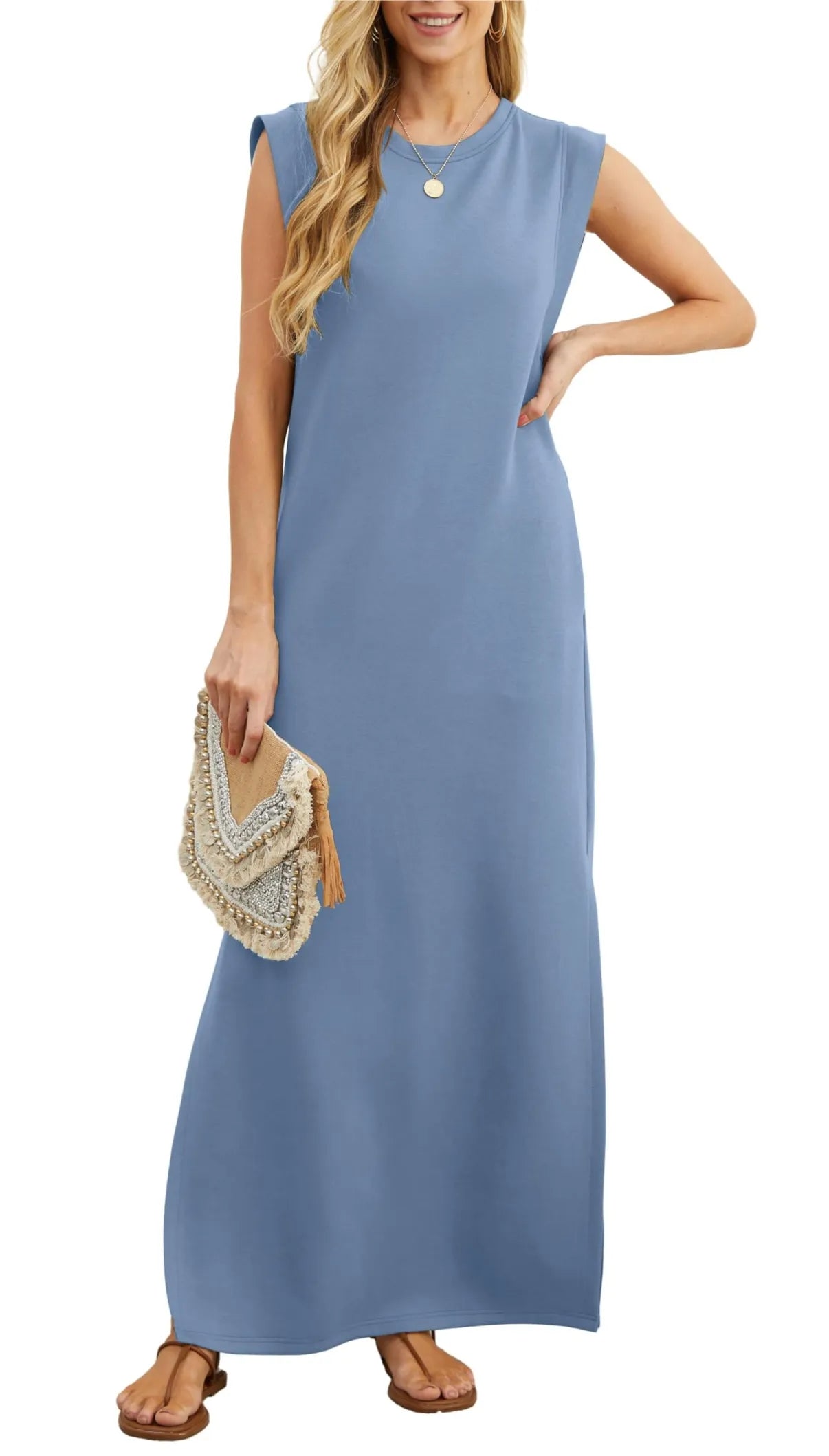 WOMEN'S CASUAL LOOSE SPLIT WRINKLE-FREE MAXI DRESS