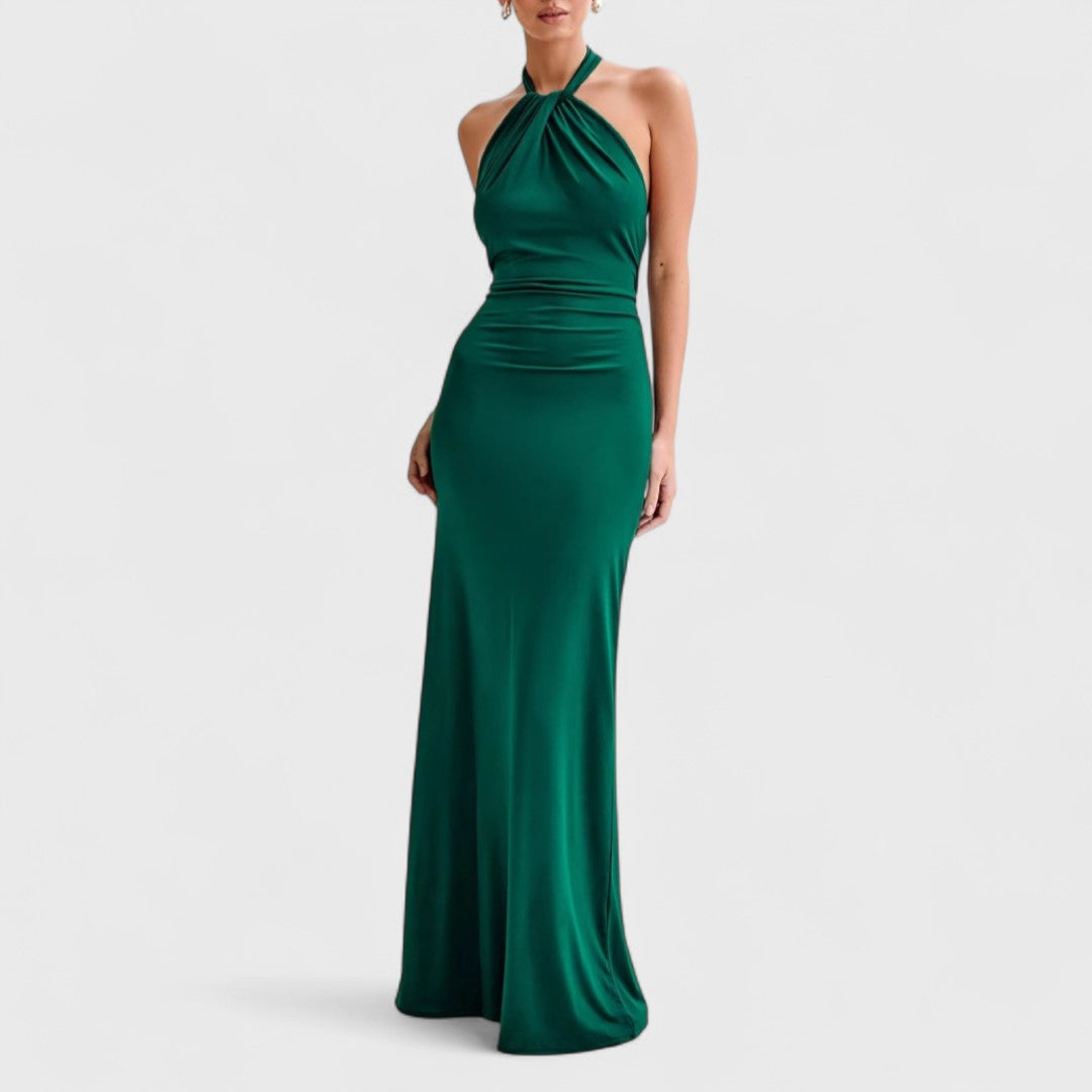 Klara – Curvy silk dress with halter neck