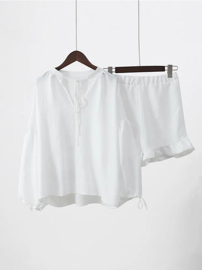 Stylish Elastic Waist Two-Piece Summer Suit