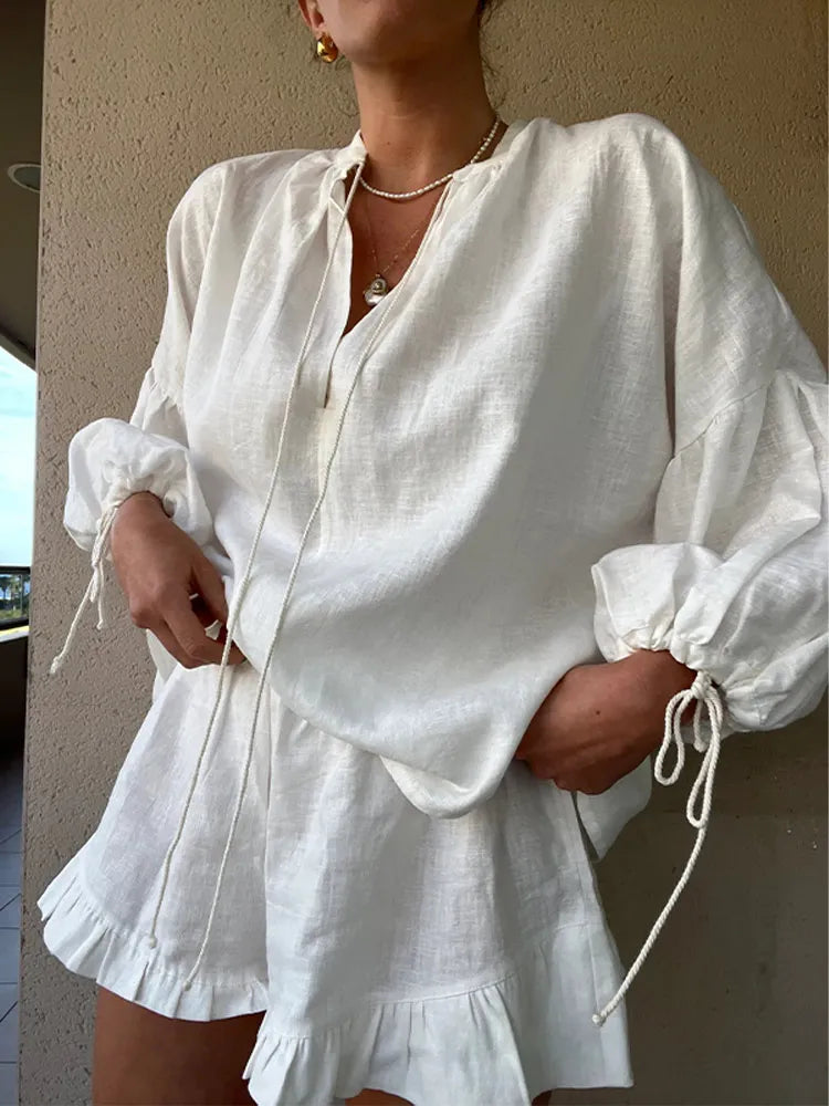 Stylish Elastic Waist Two-Piece Summer Suit