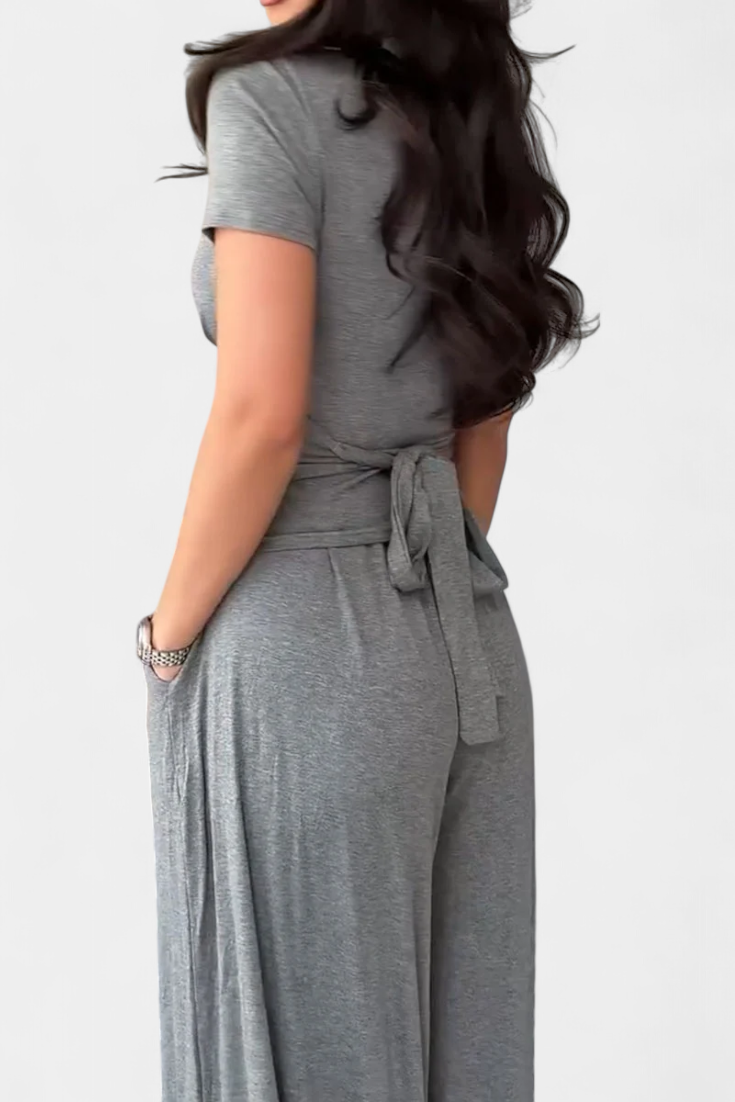 Ruslana Comfortable Two-Piece Set with Cross V-Neckline