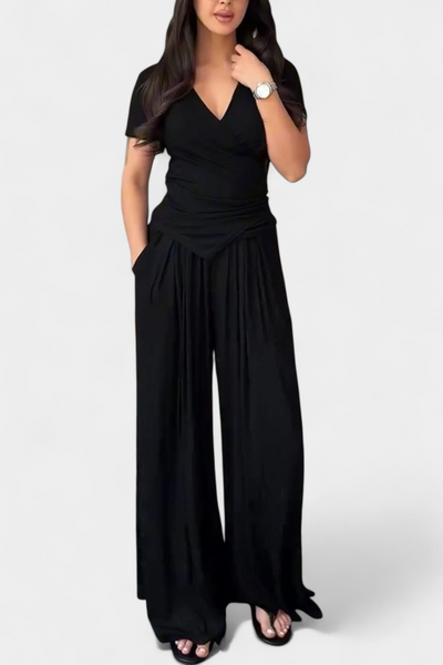 Ruslana Comfortable Two-Piece Set with Cross V-Neckline