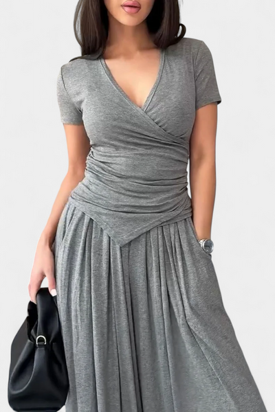 Ruslana Comfortable Two-Piece Set with Cross V-Neckline