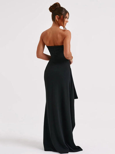 Blue Zone Planet | Lola's High Slit Bateau Neck Tube Top Prom Dress