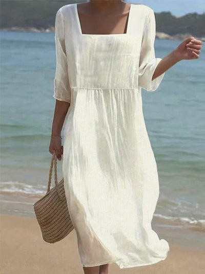 Vira – Linen dress with square neckline