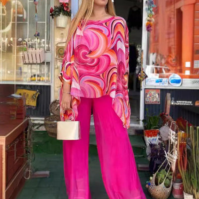 Women's Summer Colorful Chiffon 2 Piece Set