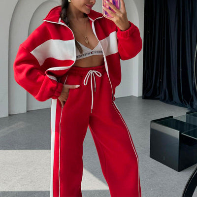 Women's two-piece color block tracksuit