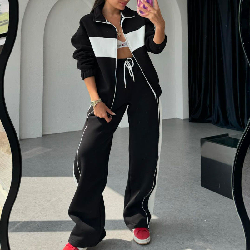 Women's two-piece color block tracksuit